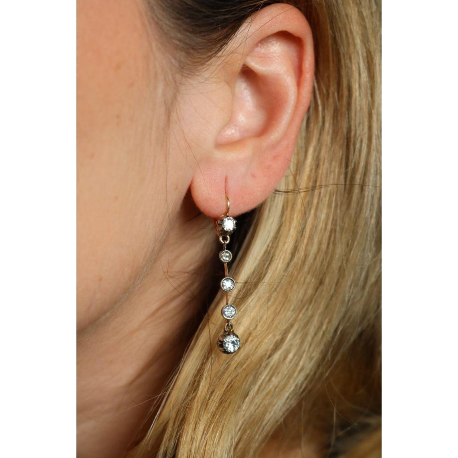 Vittoriano Orecchini vittoriani con diamanti in argento 18K ~2,24ctw in vendita