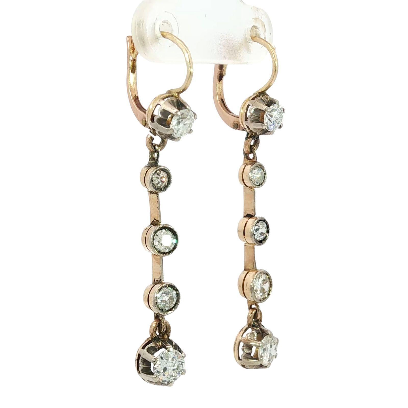 Taglio misto Orecchini vittoriani con diamanti in argento 18K ~2,24ctw in vendita