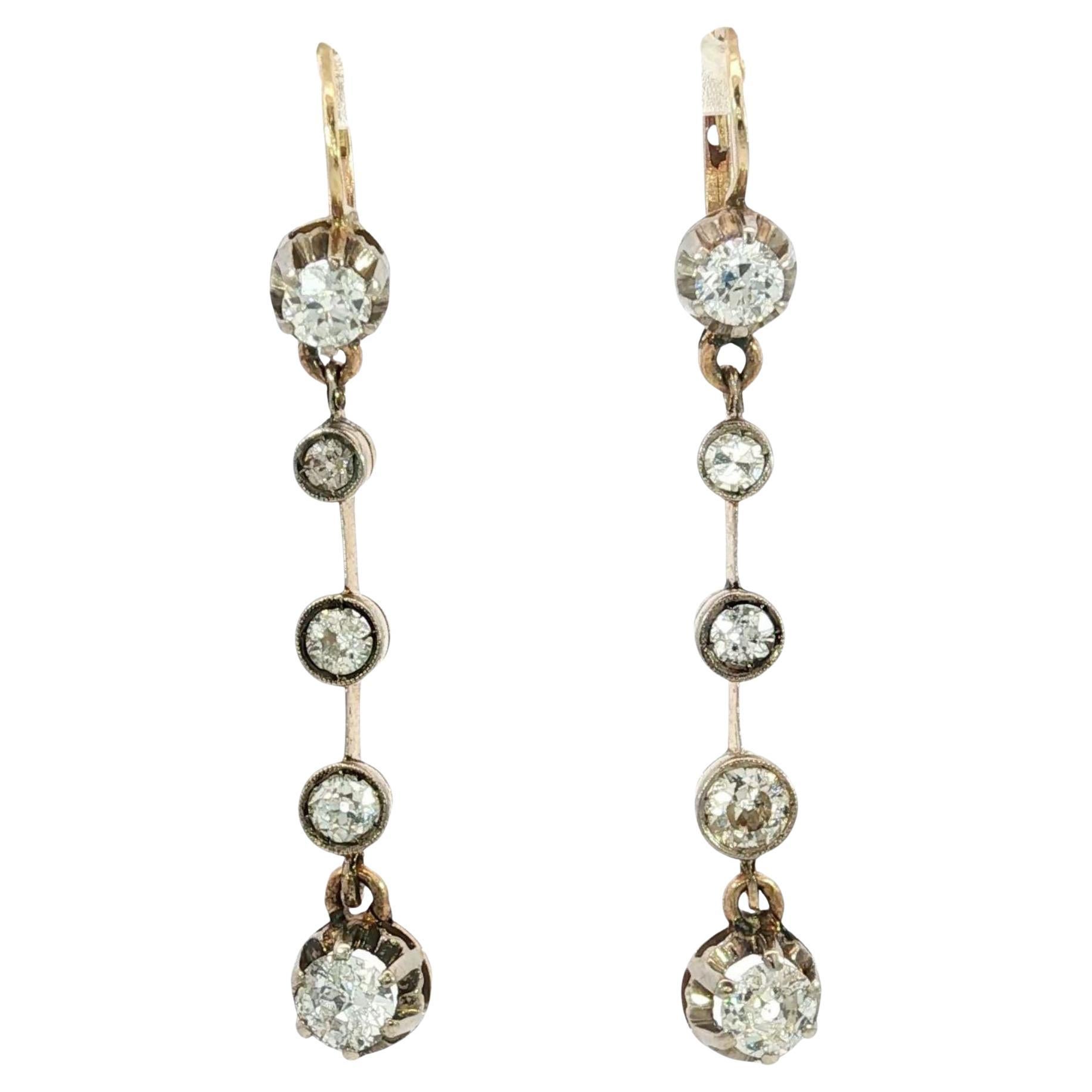 Orecchini vittoriani con diamanti in argento 18K ~2,24ctw