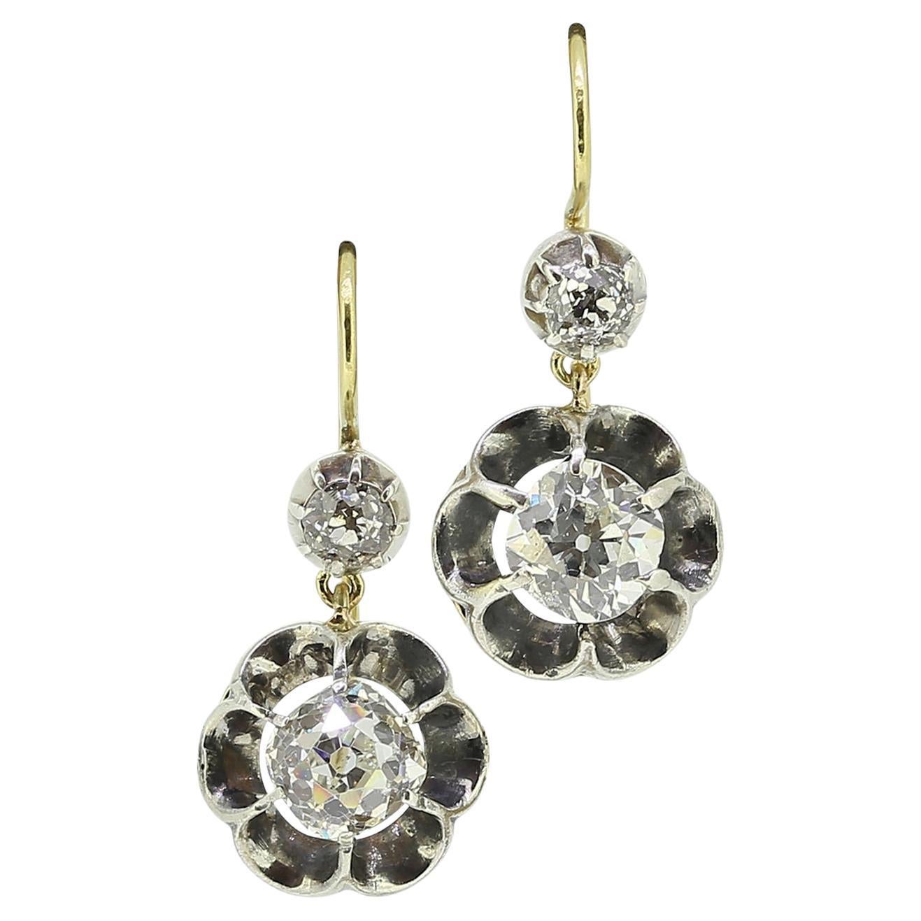 Victorian Diamond Drop Earrings For Sale