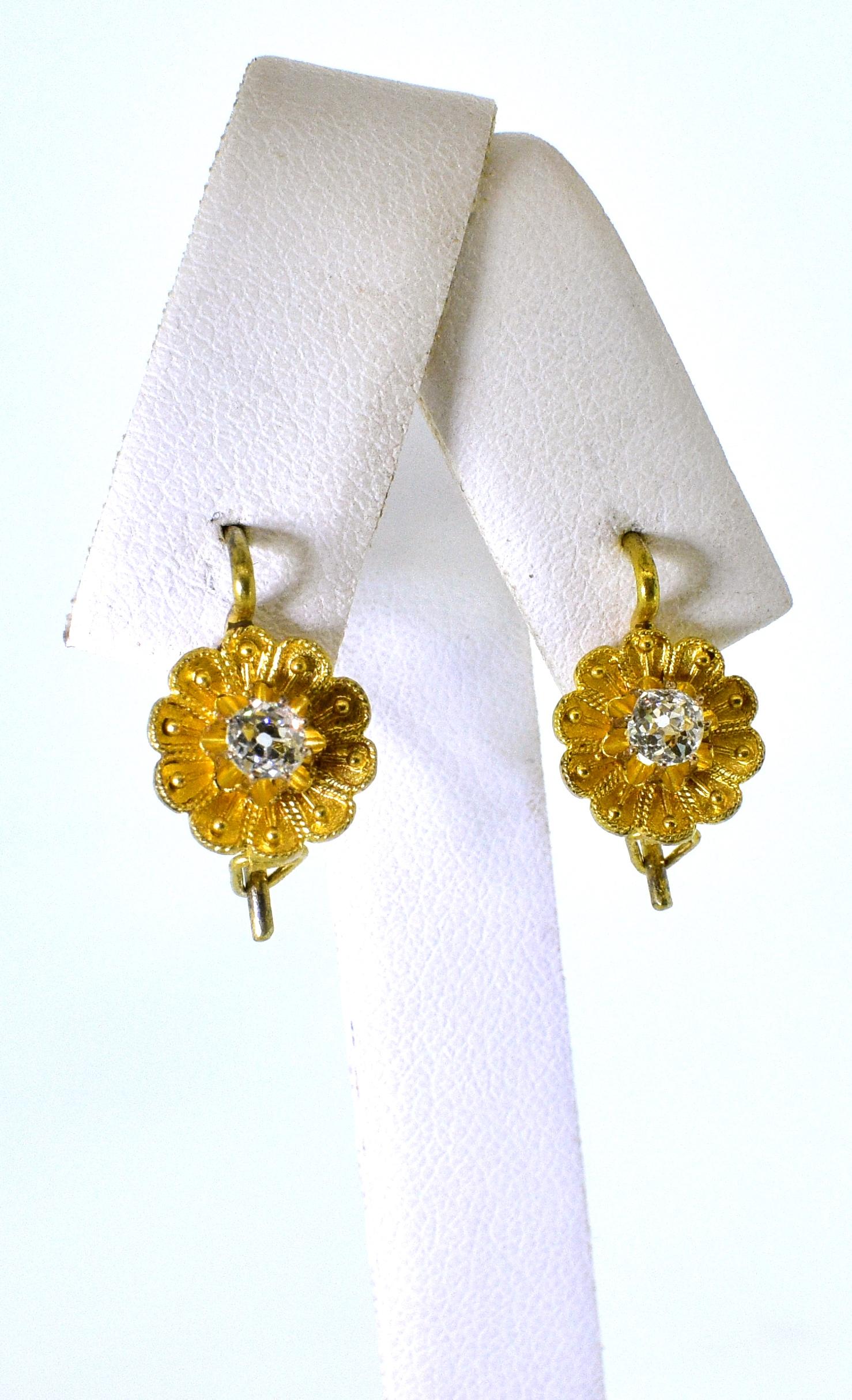 Women's or Men's Victorian Diamond Earrings, circa 1895