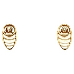 Orecchini vittoriani con diamanti Vecchio Europeo in oro giallo 14K Originale del 1890