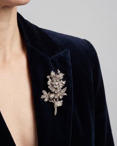 Victorian Diamond En Tremblant Flower Spray Brooch, Silver on 9KT Gold, 3ct