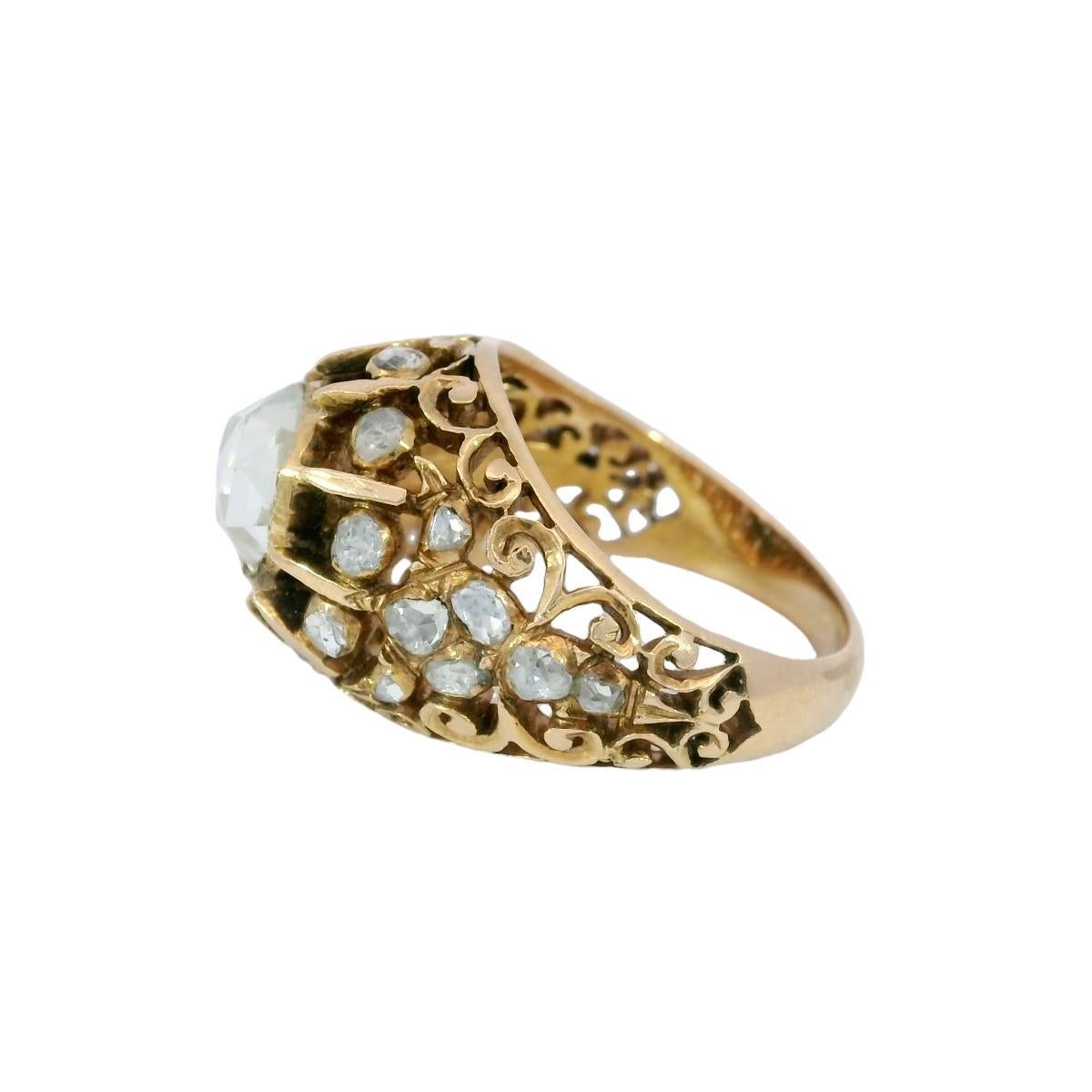 Victorian Diamond Engagement Ring 1.26ctw Rose Cut Diamonds Yellow Gold Sz 6 For Sale 7