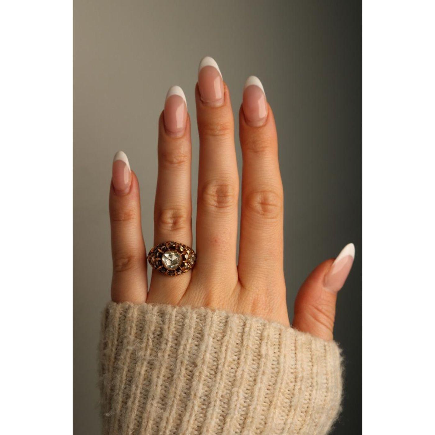 Victorian Diamond Engagement Ring 1.26ctw Rose Cut Diamonds Yellow Gold Sz 6 In Good Condition For Sale In Fairfield, CT