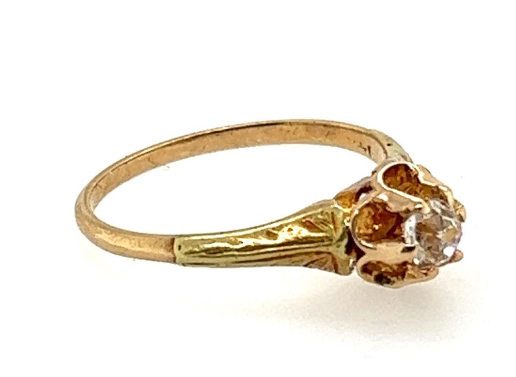 Old Mine Cut Victorian Diamond Engagement Ring .40ct F/VVS Antique 14K Original 1850's-1870's