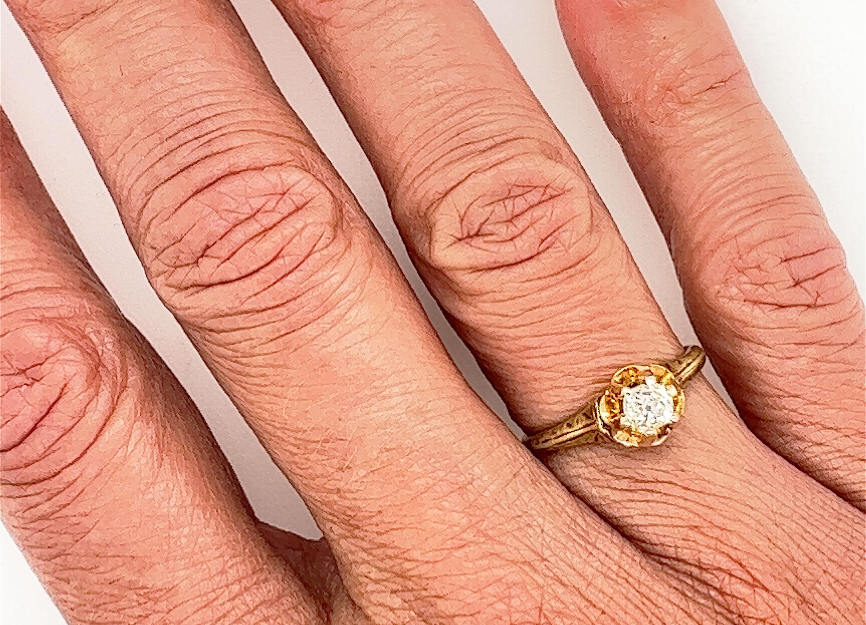 Women's Victorian Diamond Engagement Ring .40ct F/VVS Antique 14K Original 1850's-1870's