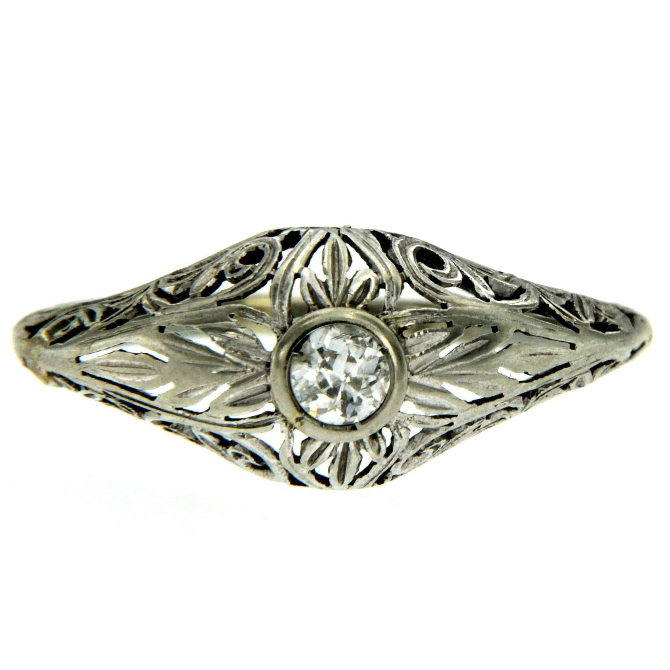 Victorian Diamond Filigree Gold Engagement Ring