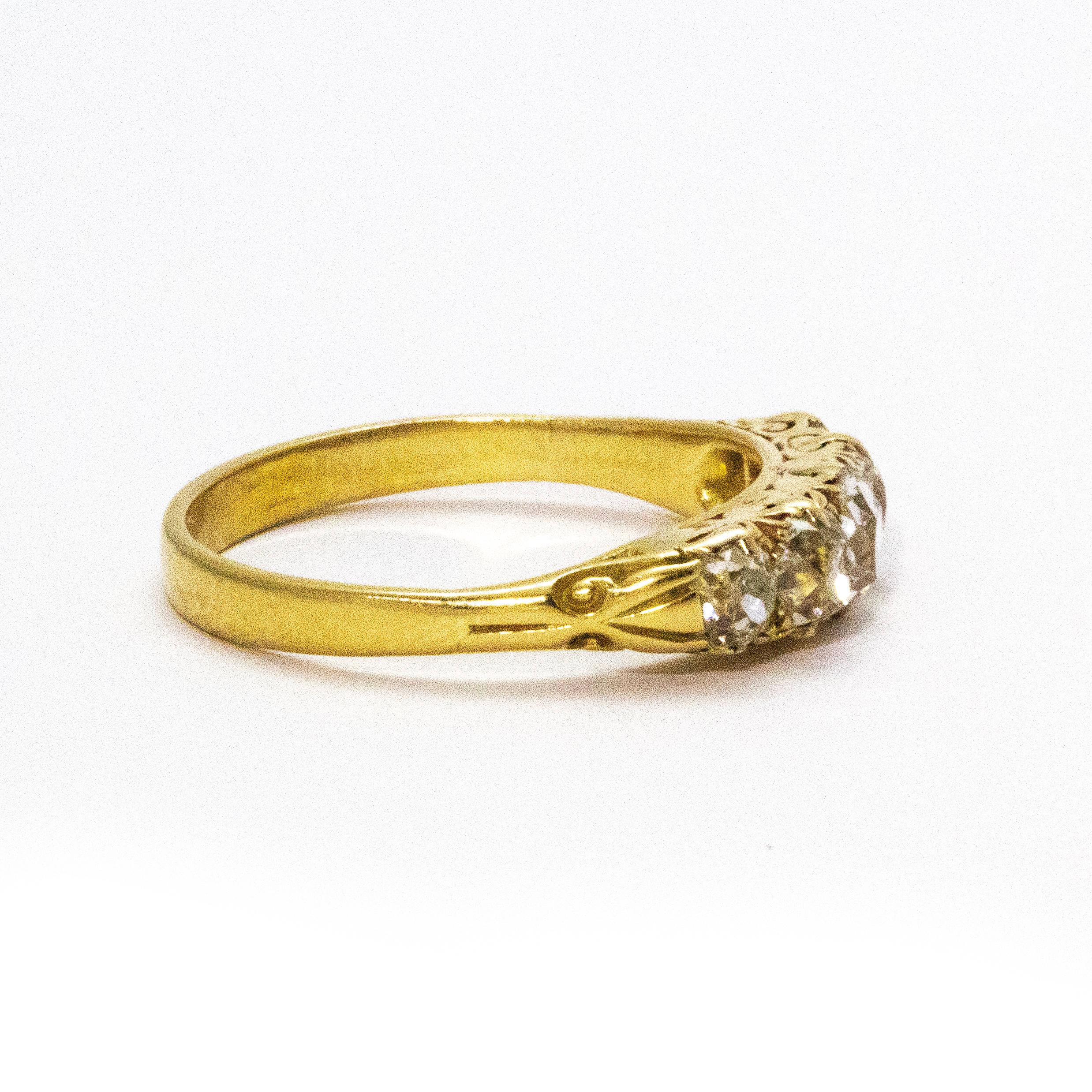 Victorian Diamond Five-Stone 18 Carat Gold Ring 1