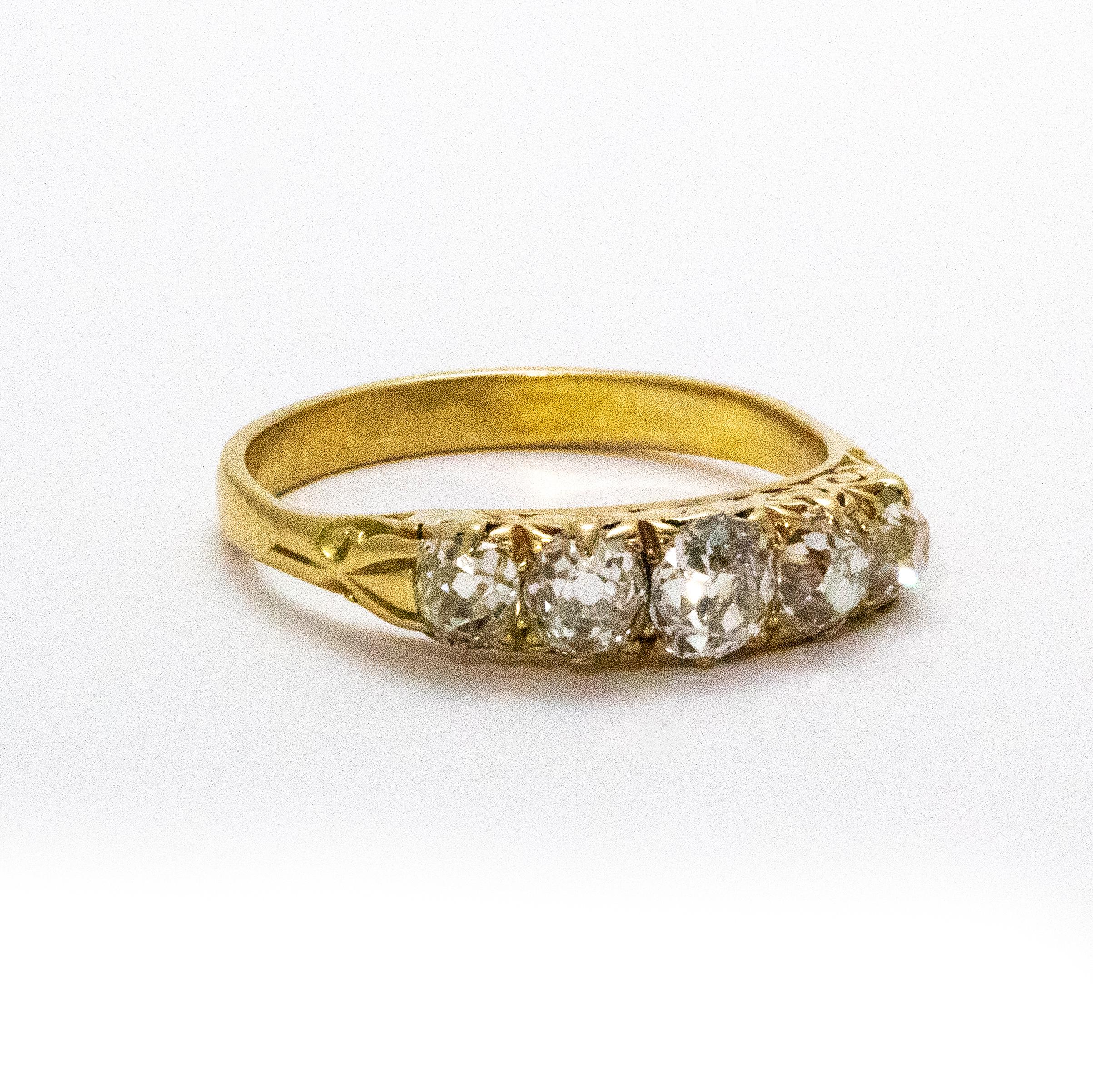 Victorian Diamond Five-Stone 18 Carat Gold Ring 2