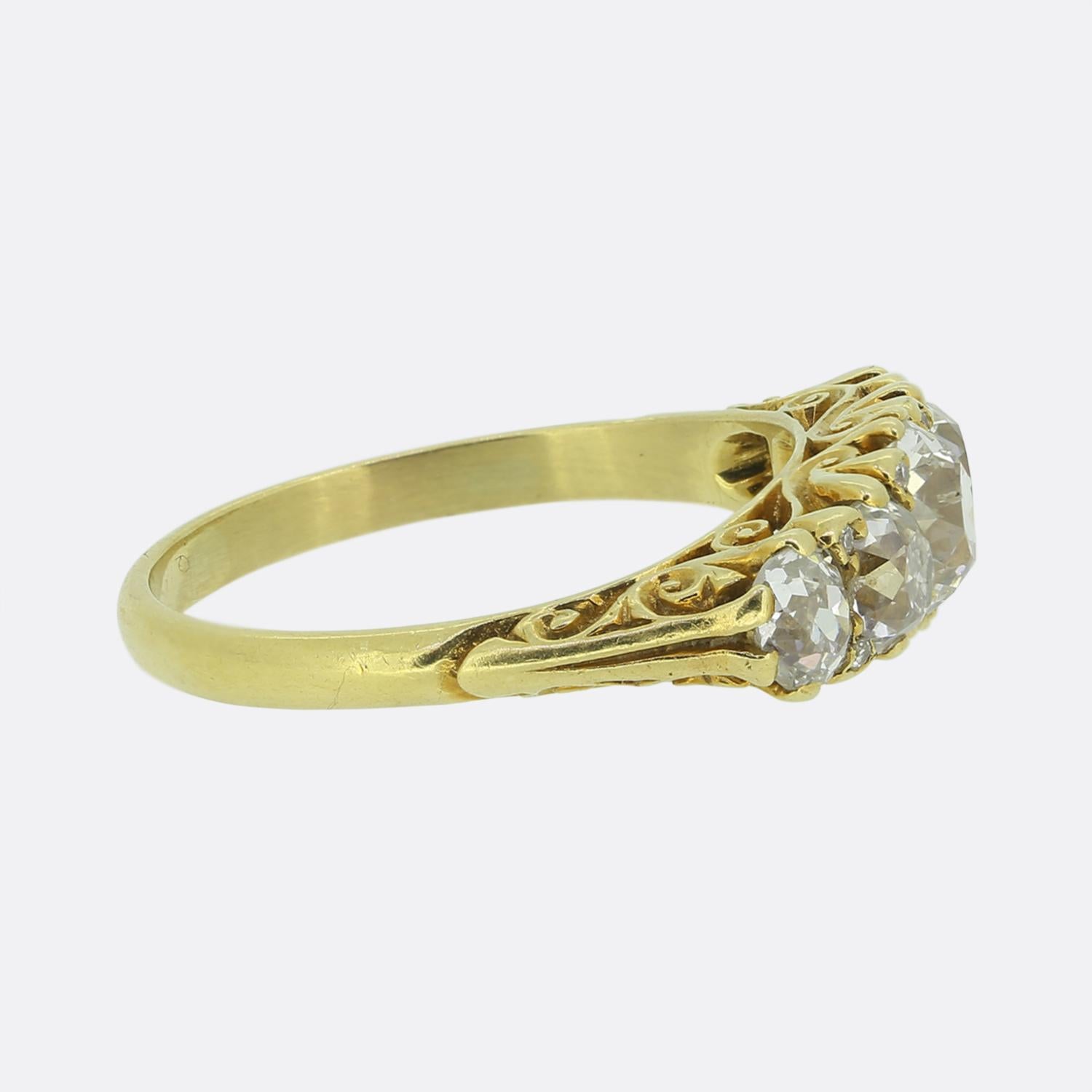 Old Mine Cut Victorian Diamond Five Stone Ring