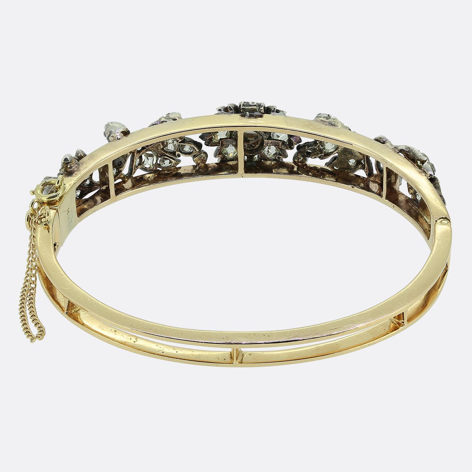 Taglio vecchia miniera Bracciale floreale vittoriano con diamante