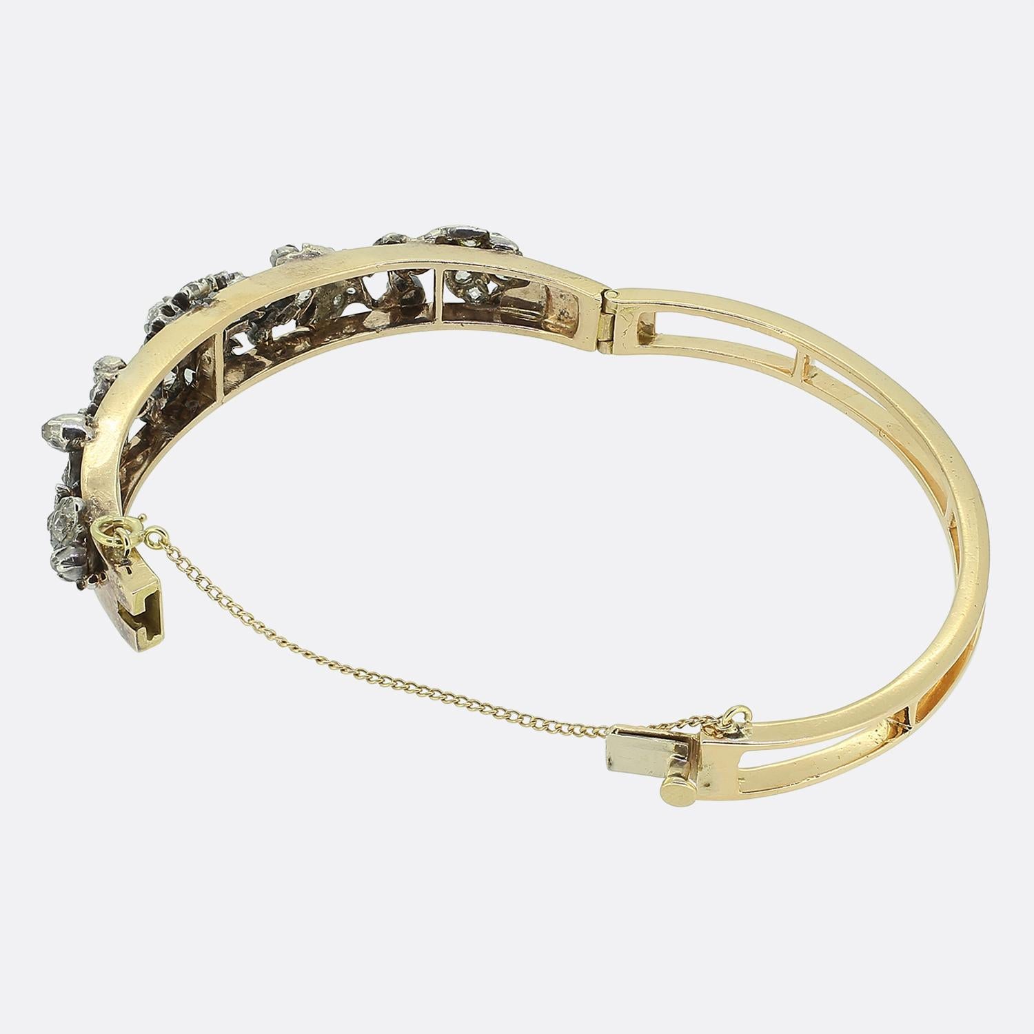 Bracciale floreale vittoriano con diamante In condizioni buone a London, GB