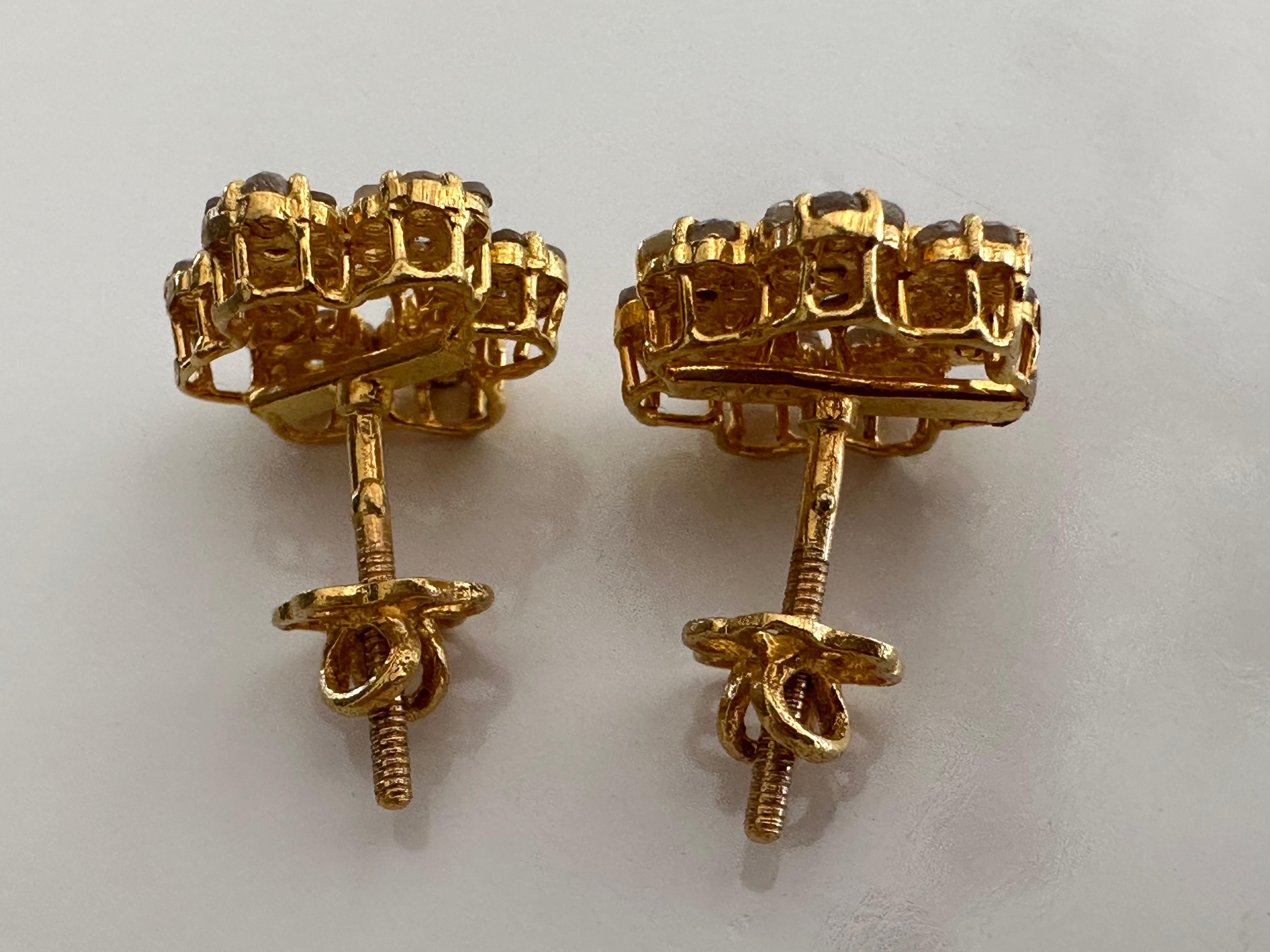 Victorian Diamond Flower Cluster Earrings  For Sale 1