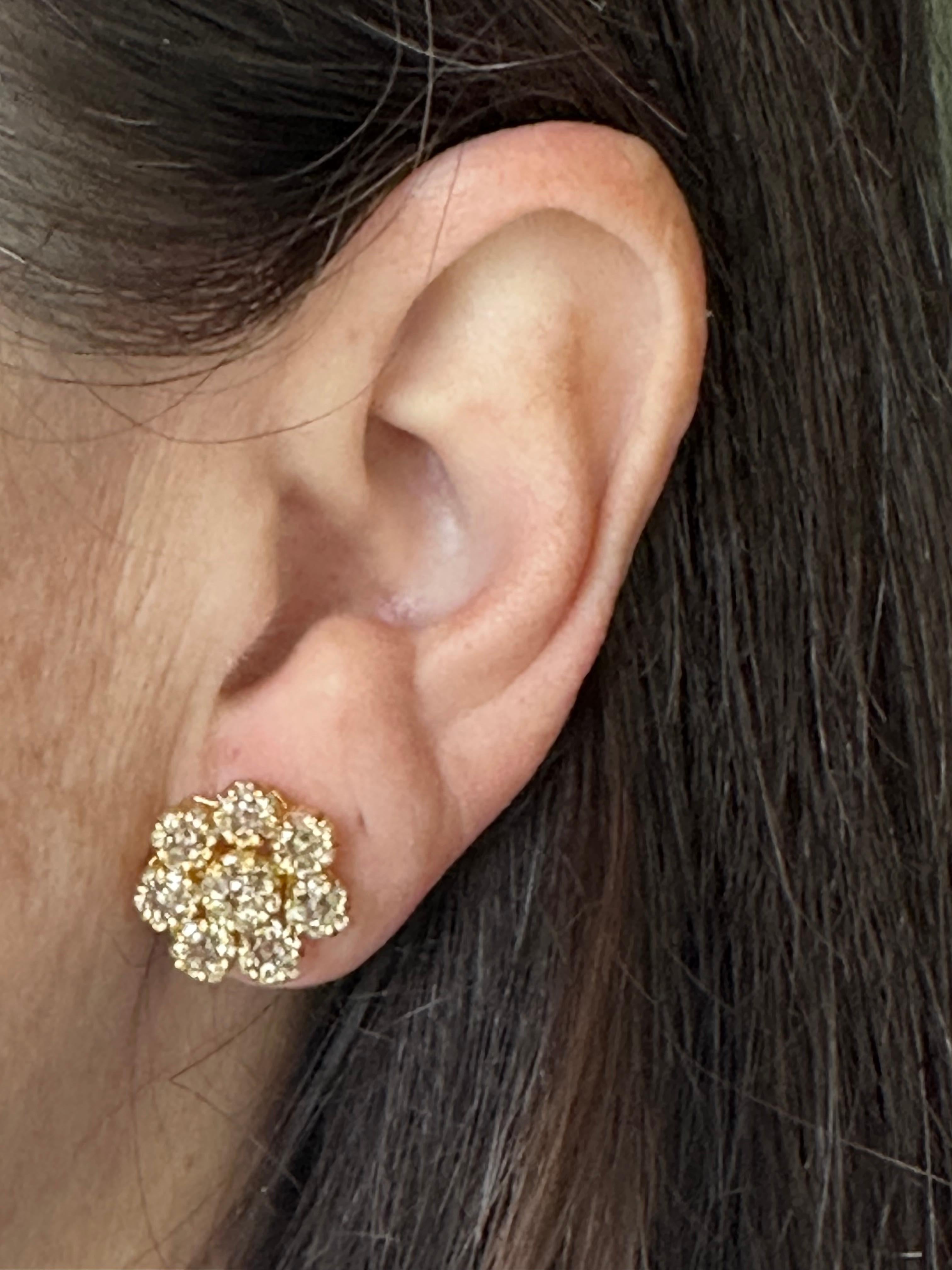 Victorian Diamond Flower Cluster Earrings  For Sale 4