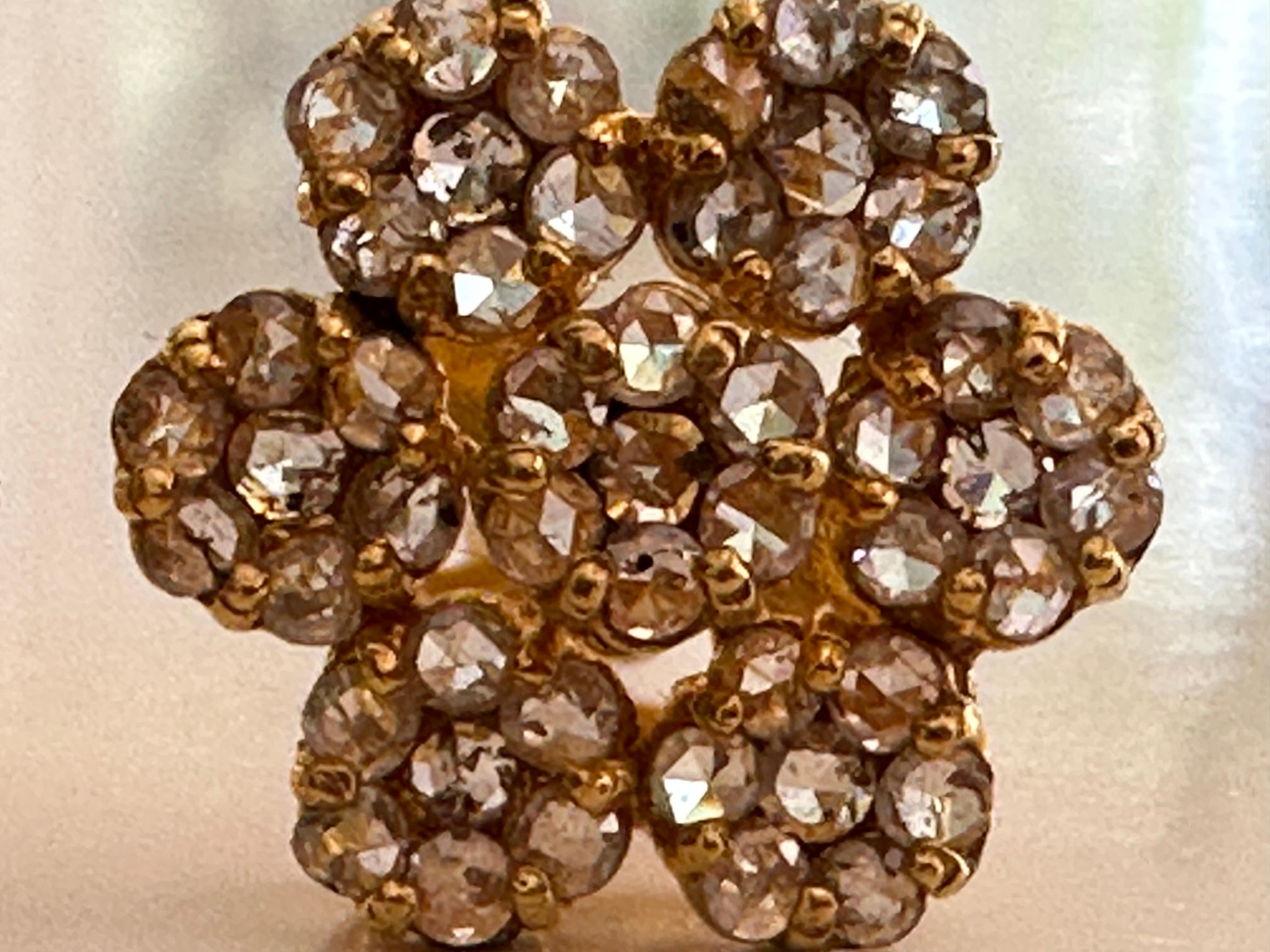 Women's Victorian Diamond Flower Cluster Earrings  For Sale