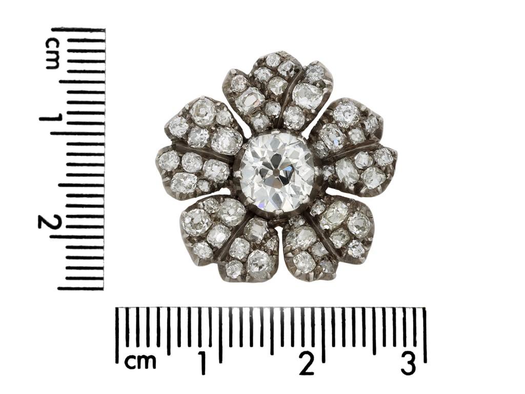 Victorian Diamond Flower Earrings, circa 1880 In Good Condition For Sale In London, GB