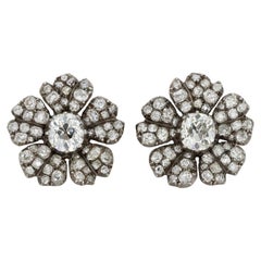 Victorian Diamond Flower Earrings, circa 1880
