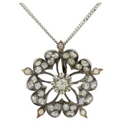 Antique Victorian Diamond Flower Necklace