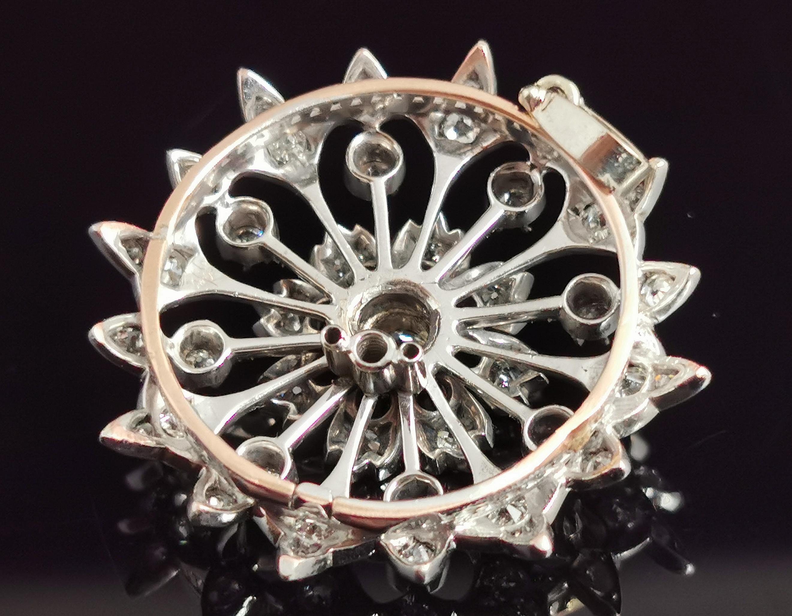 Victorian Diamond Flower Pendant, 9 Karat Gold and Silver  8