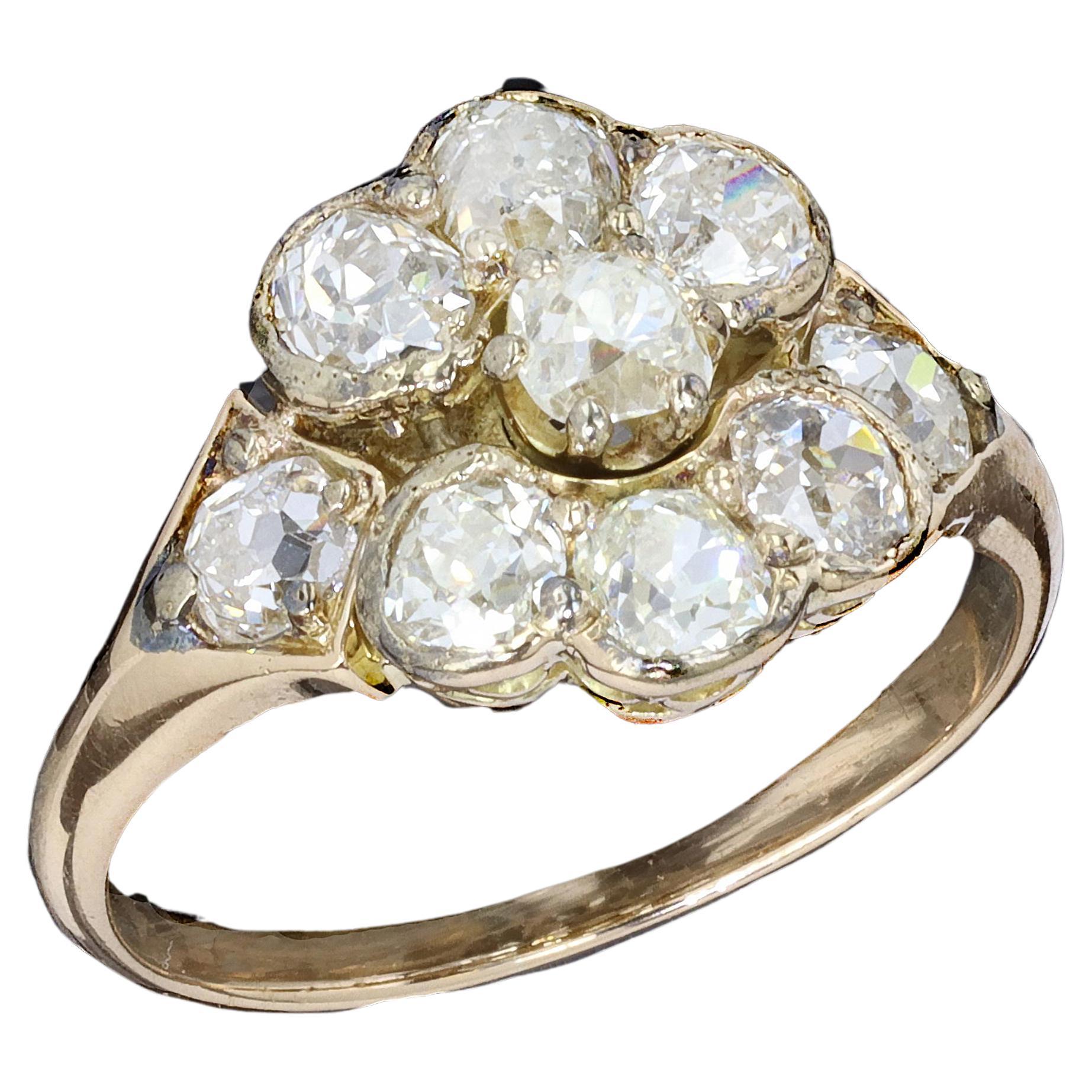 Victorian Diamond Flower Ring For Sale