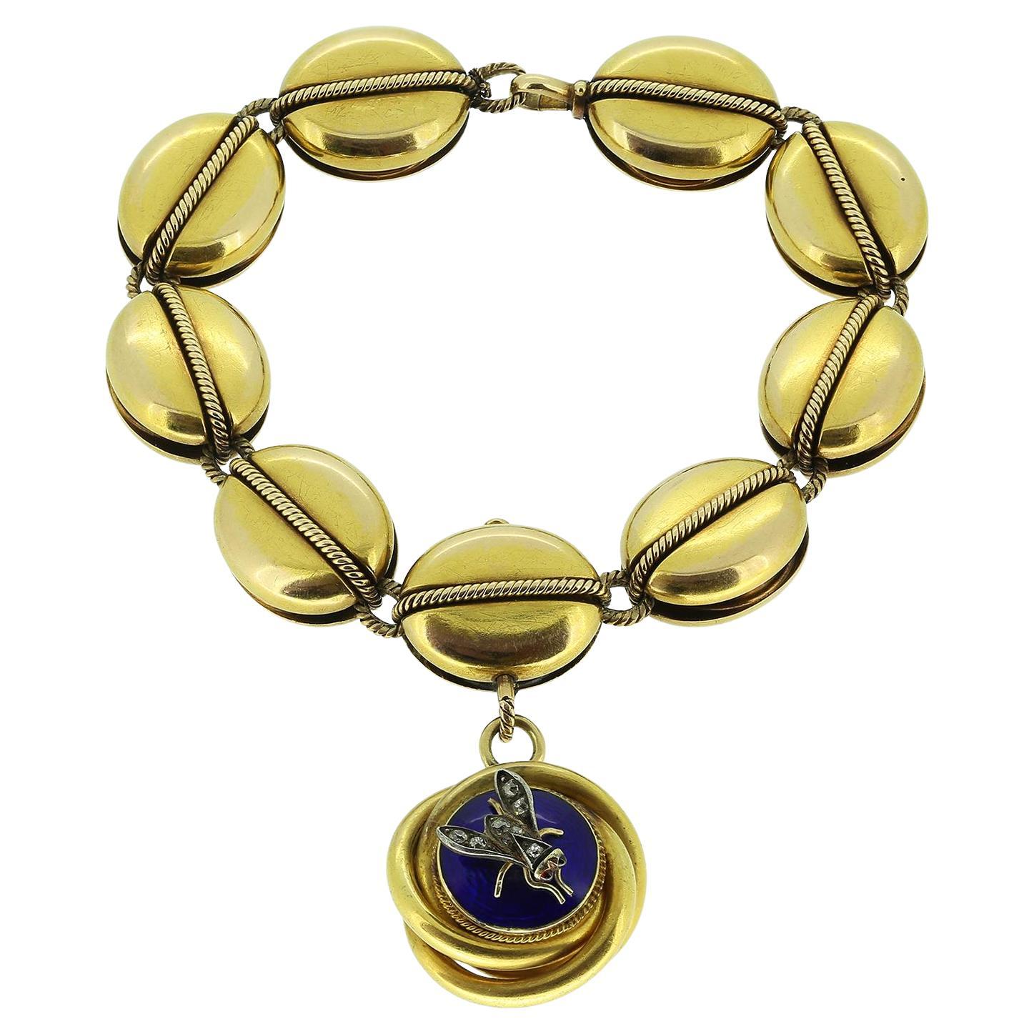 Bracciale vittoriano con medaglione di diamanti in vendita