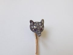 Victorian Diamond Fox Head Mask Stick Pin