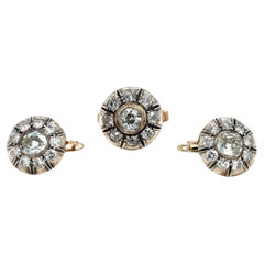 Viktorianische Diamant Gold und Silber Ring und Ohrringe Set