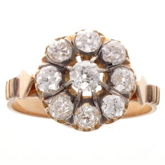 Victorian Diamond Gold Cluster Ring