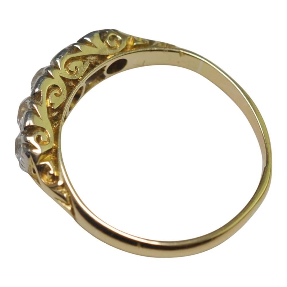 Old European Cut Victorian Diamond Gold Engagement Ring For Sale