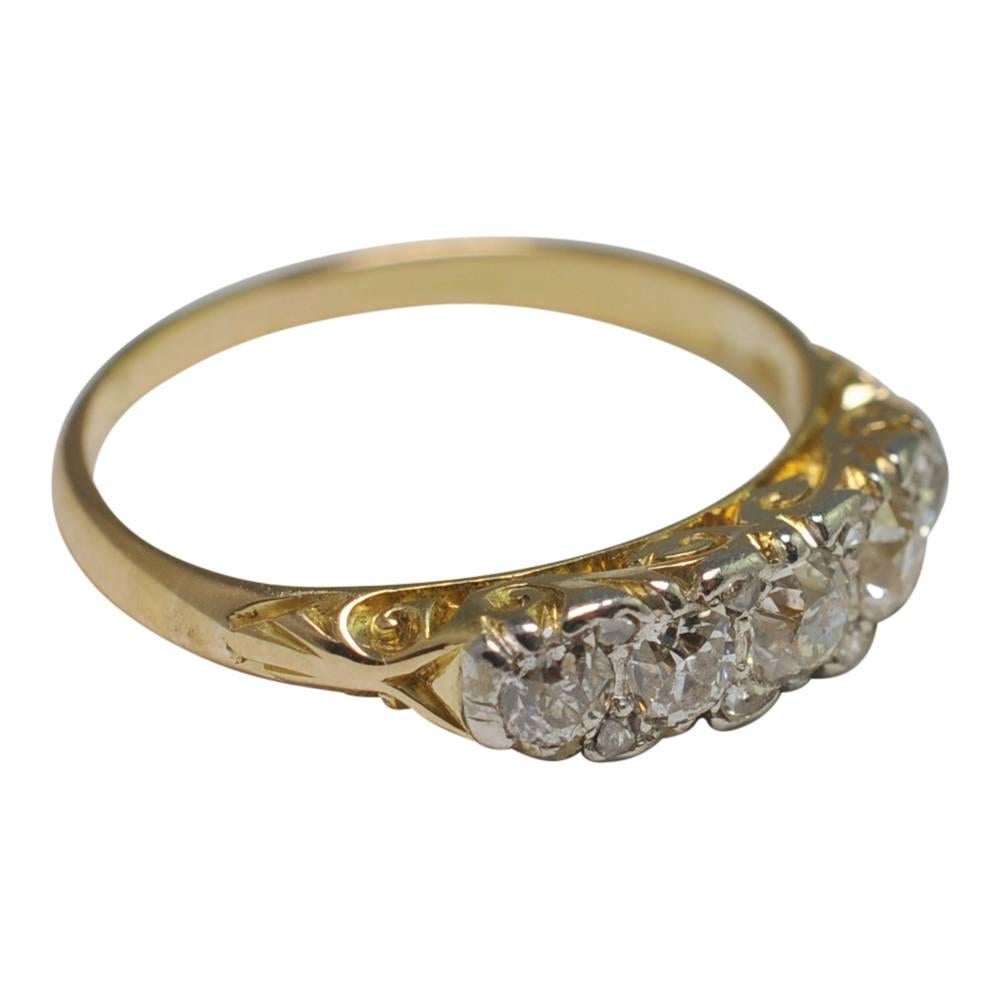 Victorian Diamond Gold Engagement Ring In Excellent Condition For Sale In ALTRINCHAM, GB