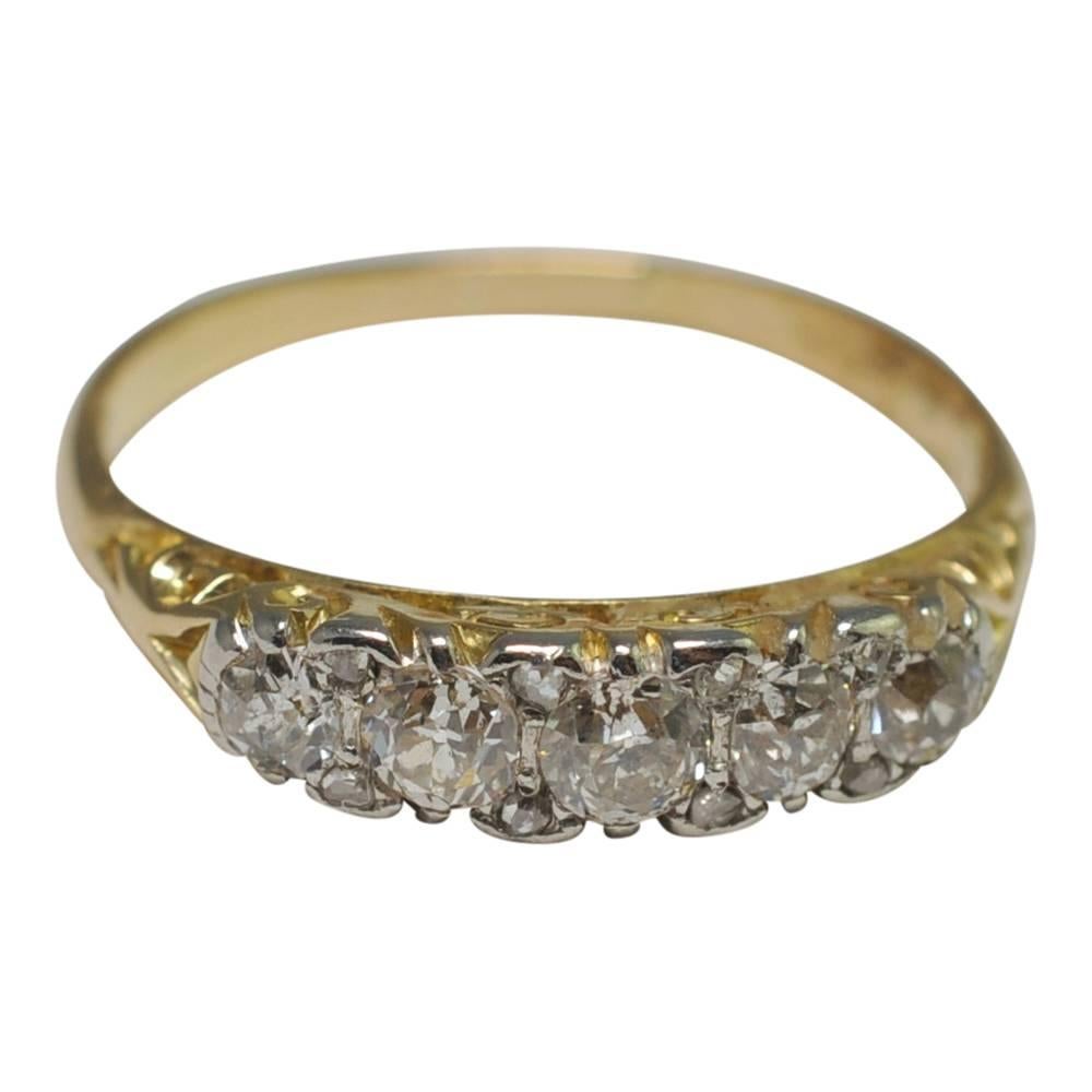 Victorian Diamond Gold Engagement Ring For Sale