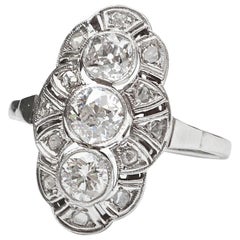 Edwardian Diamond White Gold Navette Ring