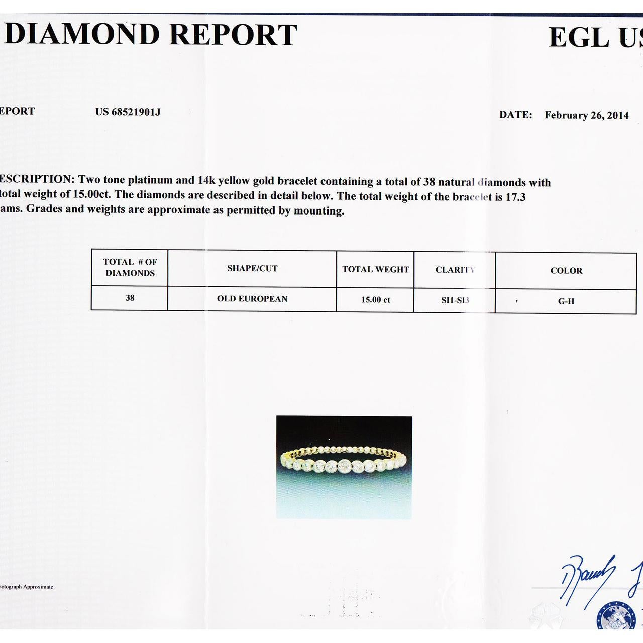 15.00 Carat Diamond Gold Platinum Tube Bezel Set Victorian Bracelet 2
