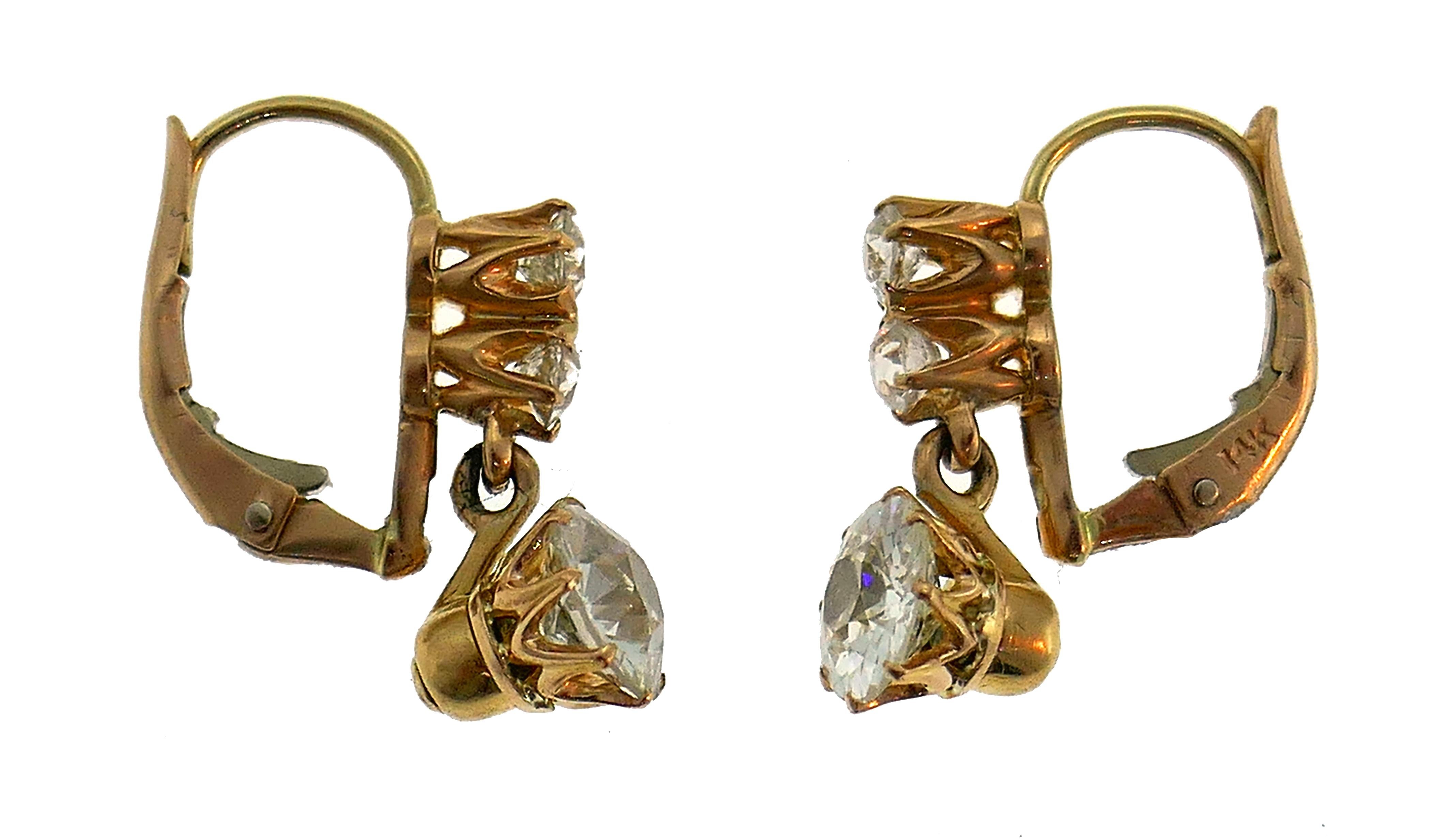 Victorian Diamond Gold Ring, Earrings Interchangeable 5