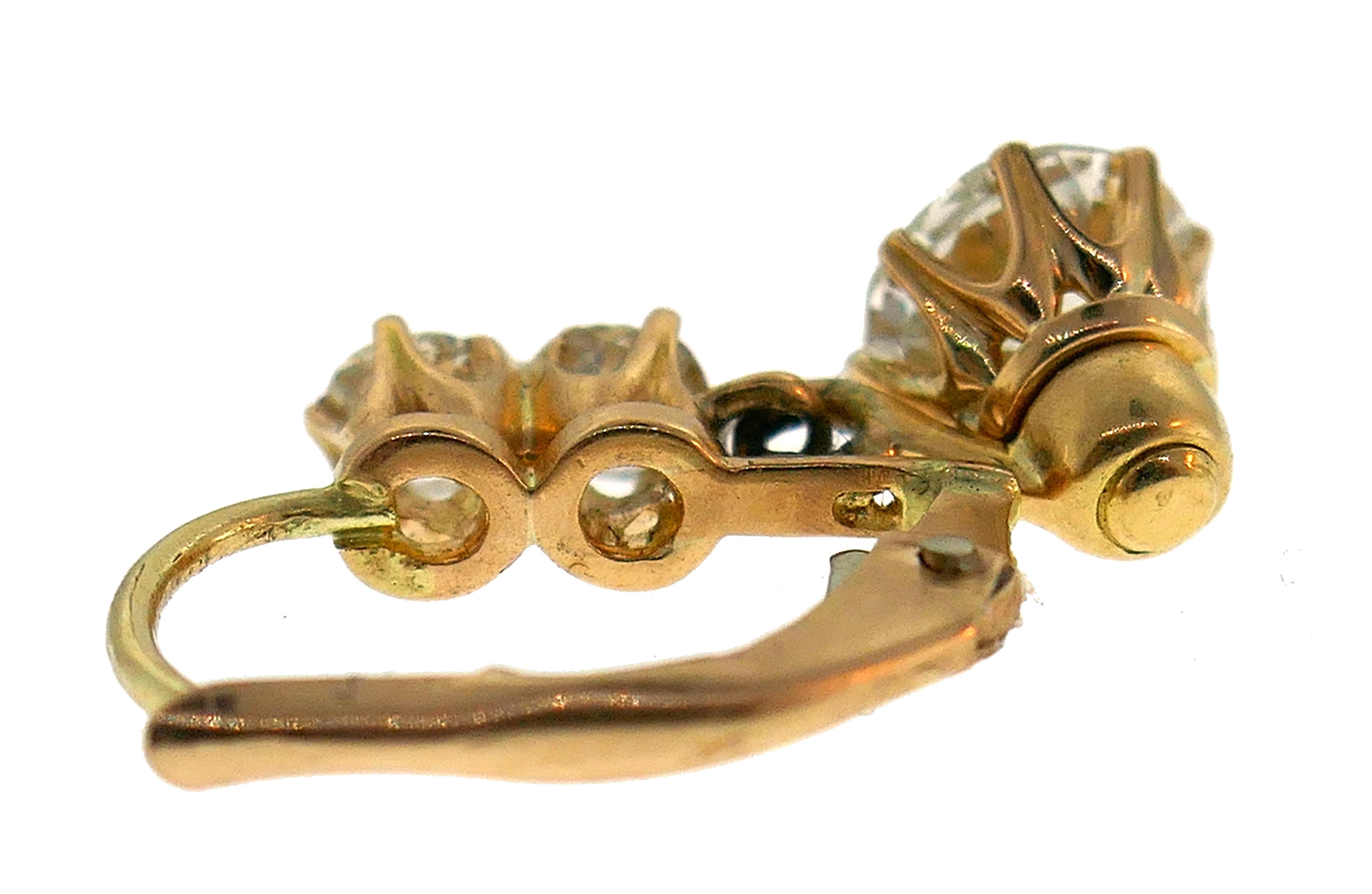Victorian Diamond Gold Ring, Earrings Interchangeable 6