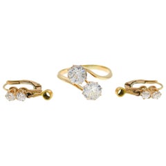 Victorian Diamond Gold Ring, Earrings Interchangeable