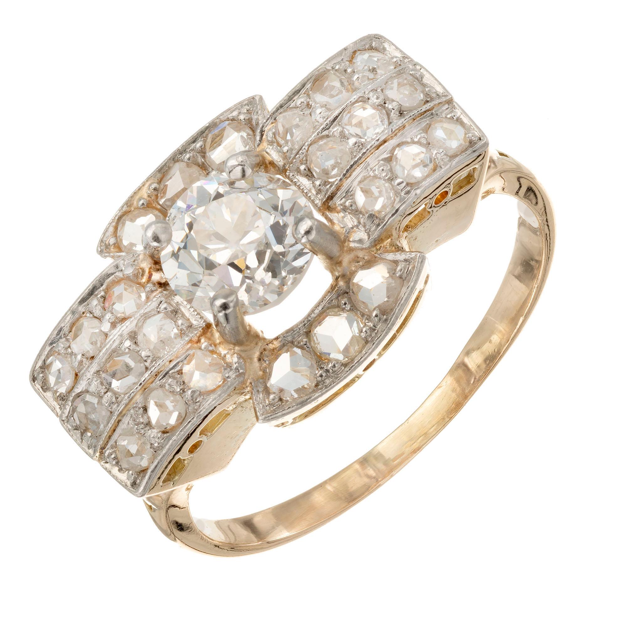 Victorian Diamond Gold Silver Bow Engagement Ring For Sale at 1stDibs ...