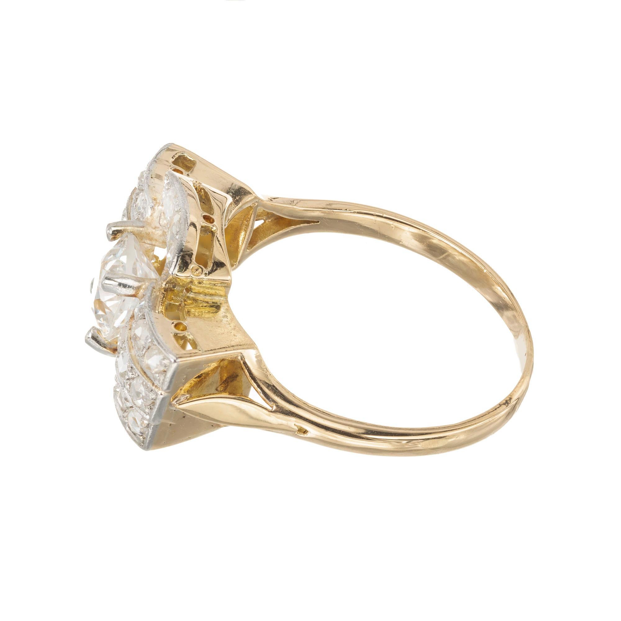 Bague de fiançailles victorienne à nœud papillon en or et argent avec diamants Bon état - En vente à Stamford, CT