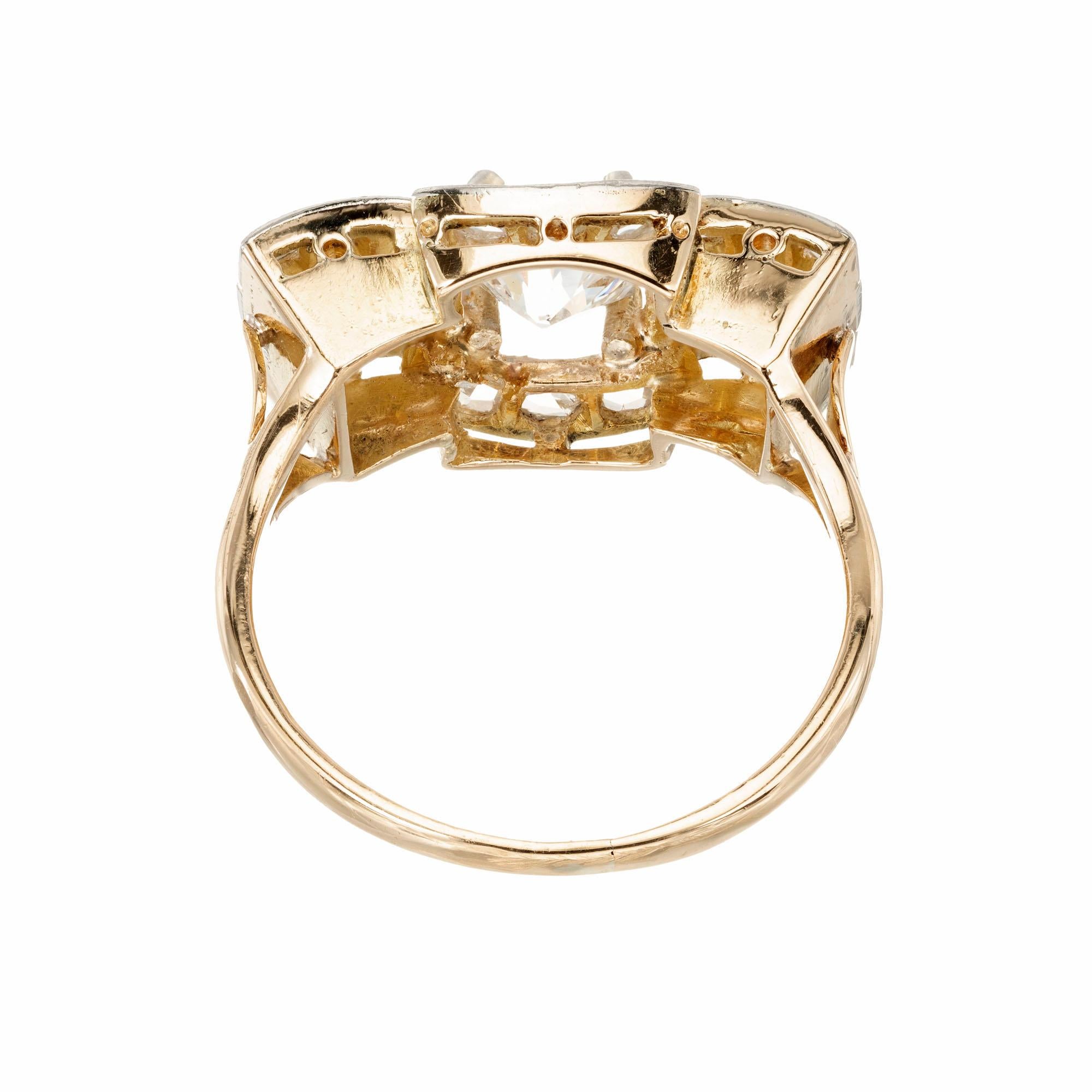 Verlobungsring mit viktorianischer Diamant-Gold-Silber-Schleife Damen im Angebot