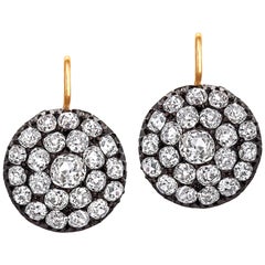 Victorian Diamond Gold Silver Drop Earrings