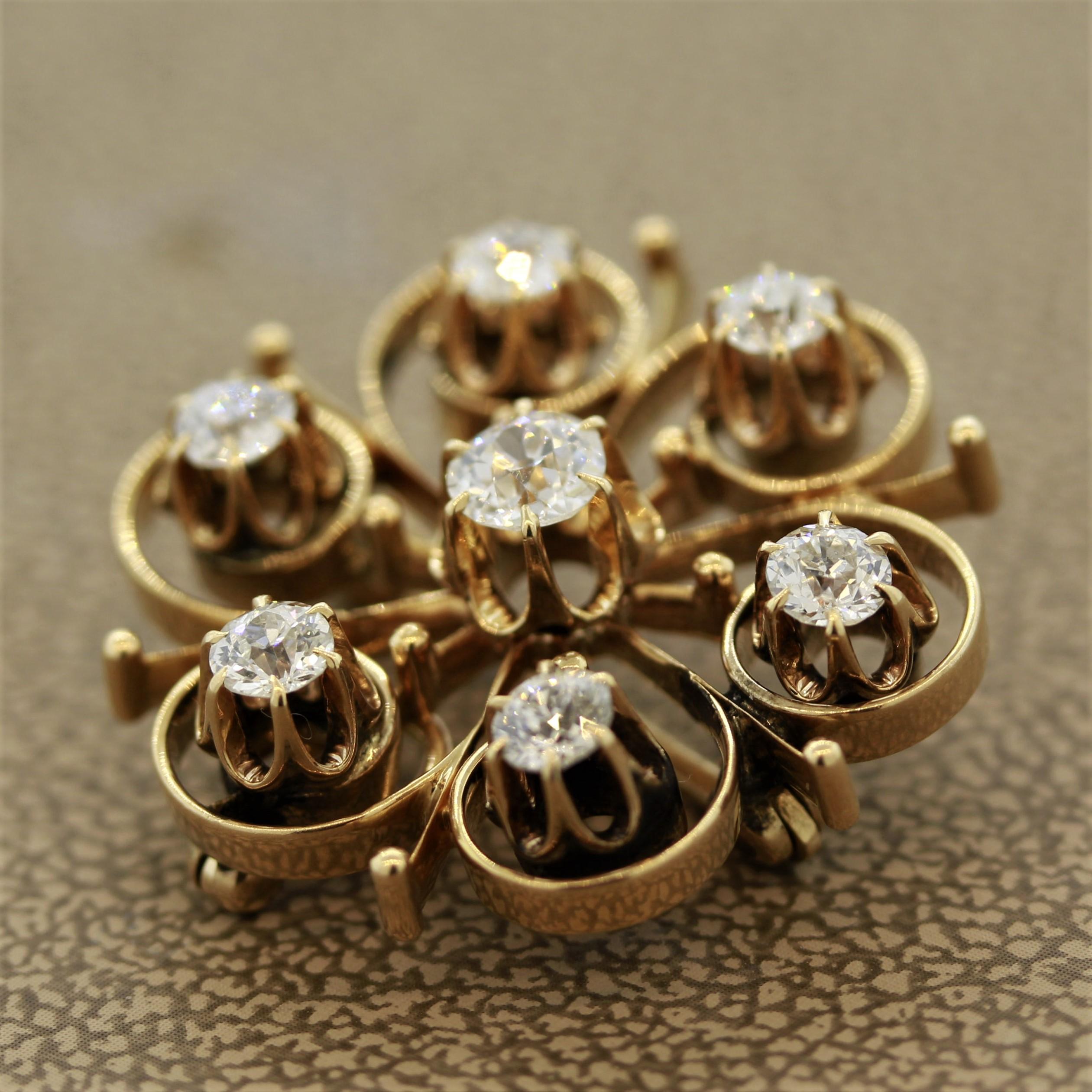 Taille ronde Broche étoile victorienne en or et diamants en vente
