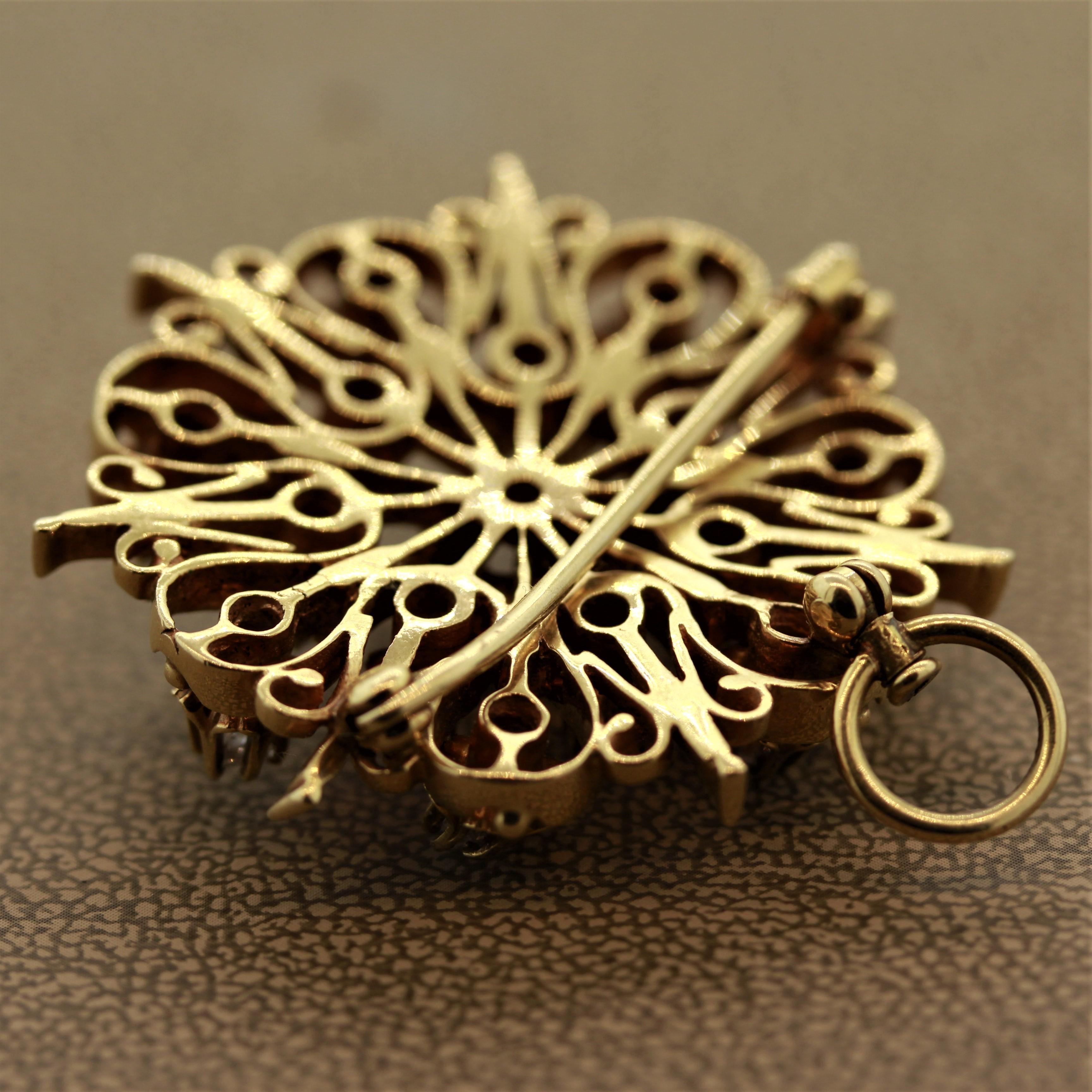 Women's Victorian Diamond Gold Wheel Brooch