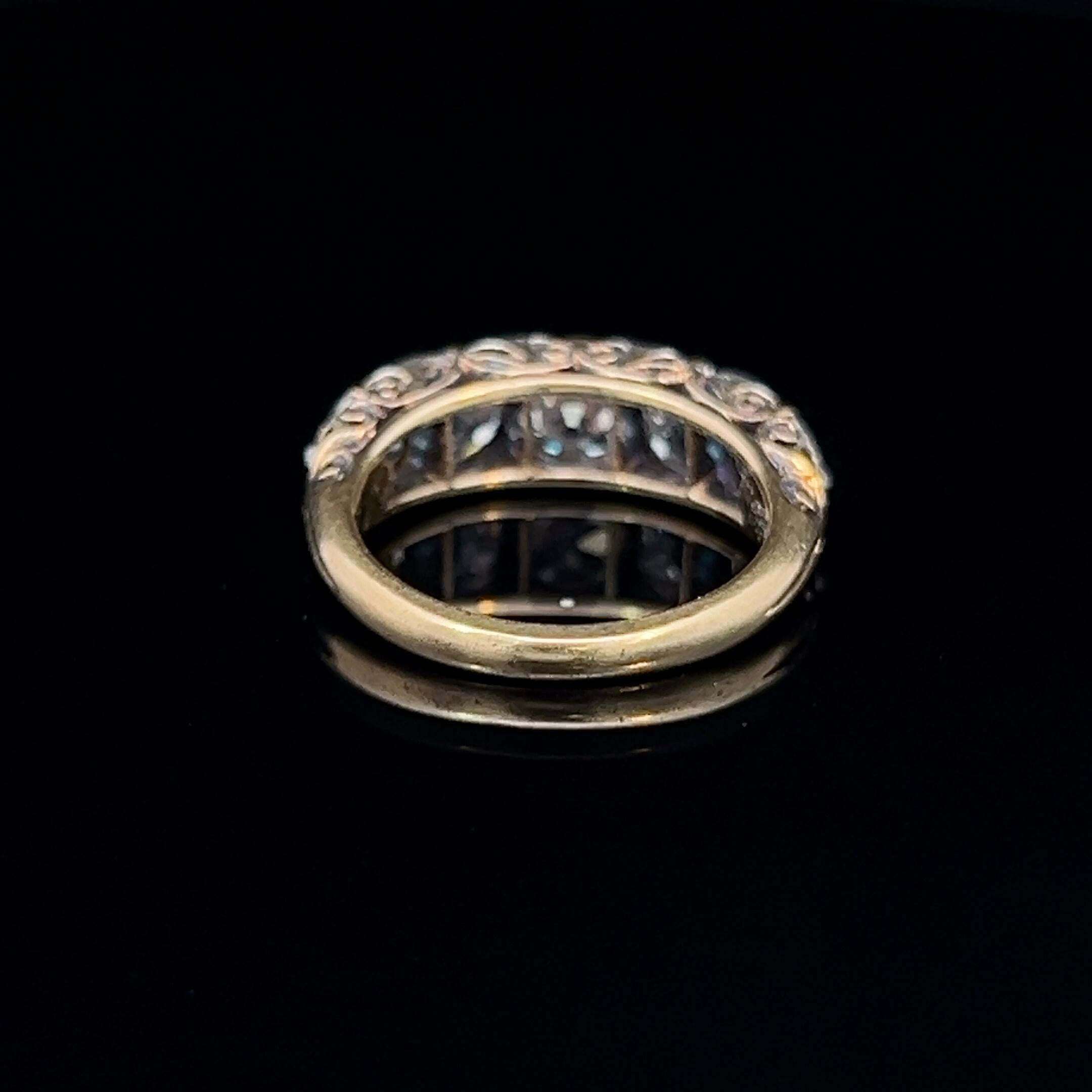 Women's or Men's Victorian Diamond Half Hoop Ring Circa 1880s