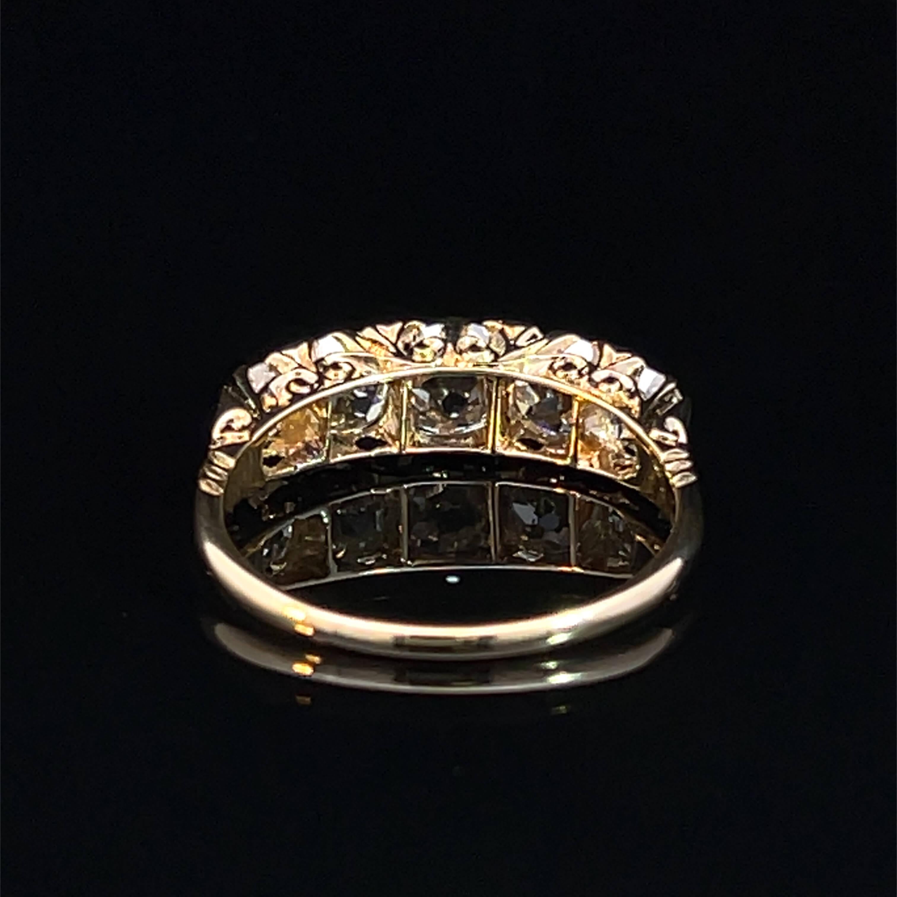 Mixed Cut Victorian Diamond Half Hoop Ring Circa 1890s For Sale