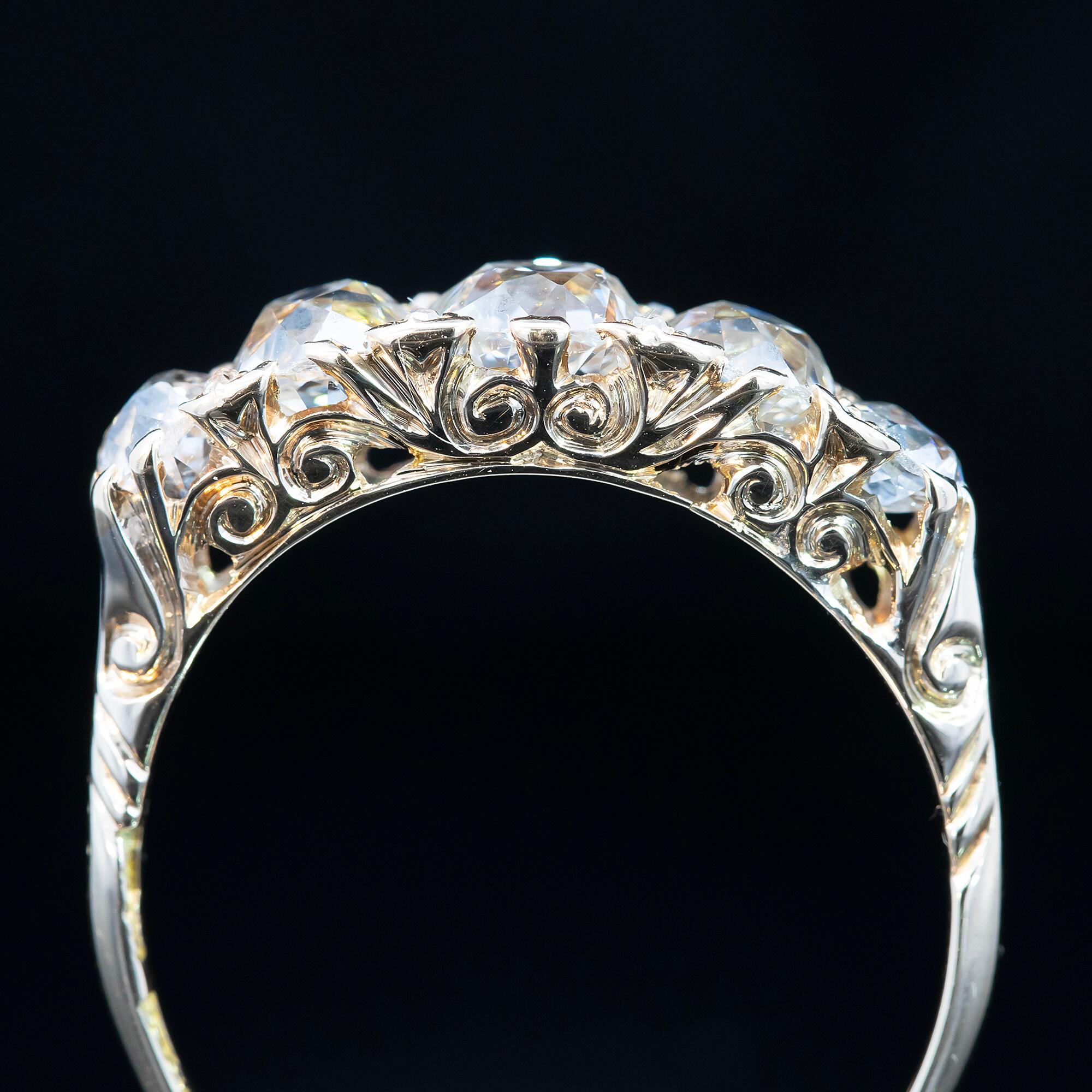 Victorian Diamond Half Hoop Ring Circa 1890s In Good Condition For Sale In ADELAIDE, SA