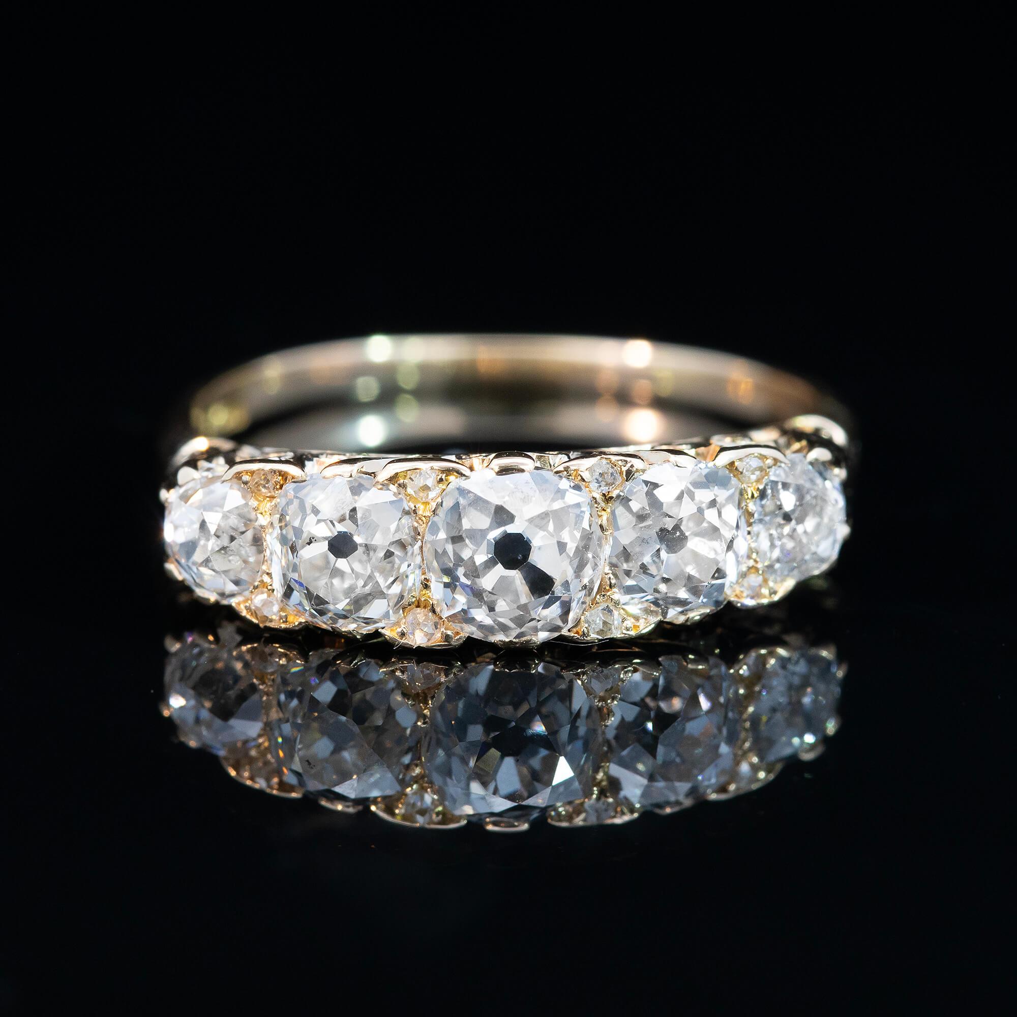 Women's or Men's Victorian Diamond Half Hoop Ring Circa 1890s For Sale