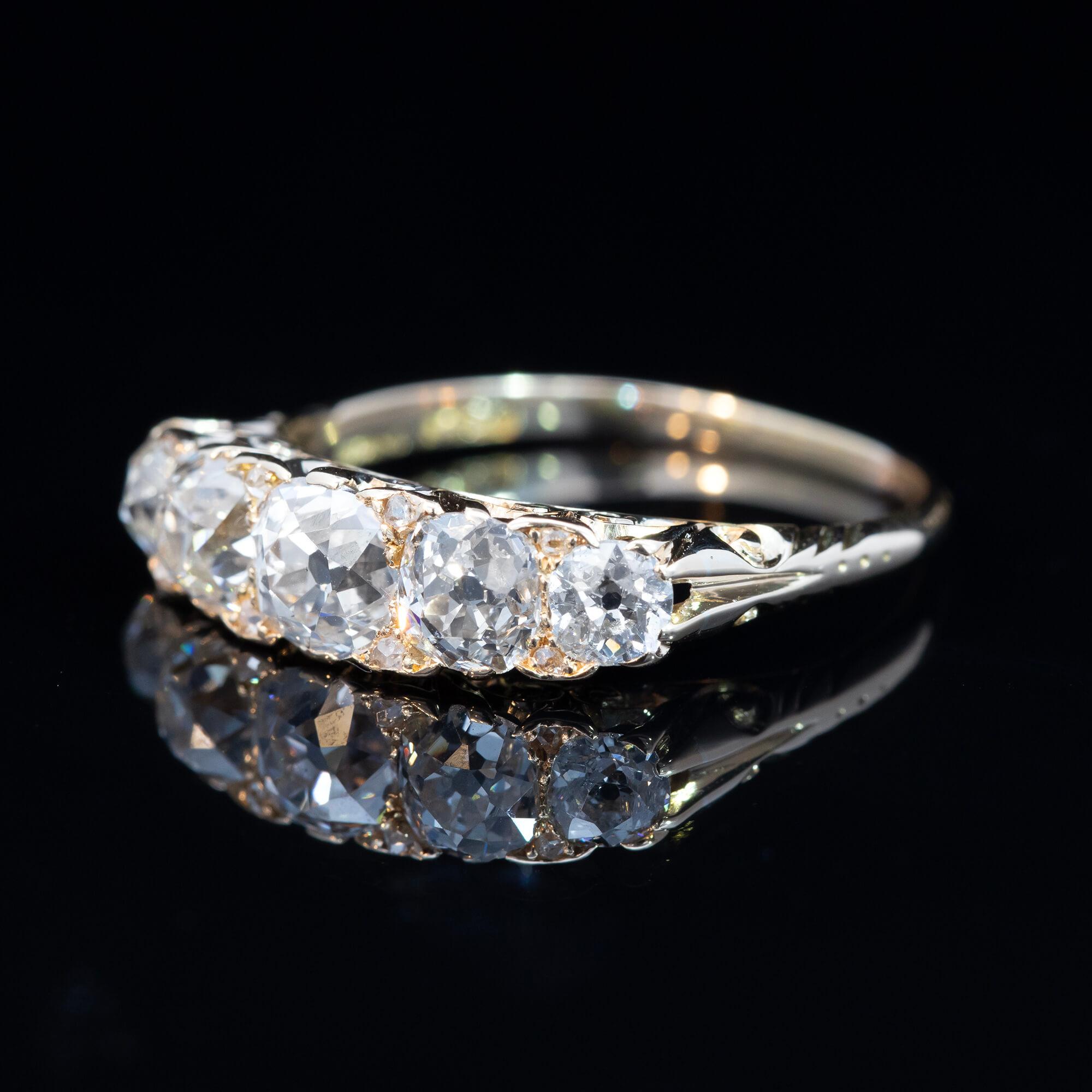 Victorian Diamond Half Hoop Ring Circa 1890s For Sale 1