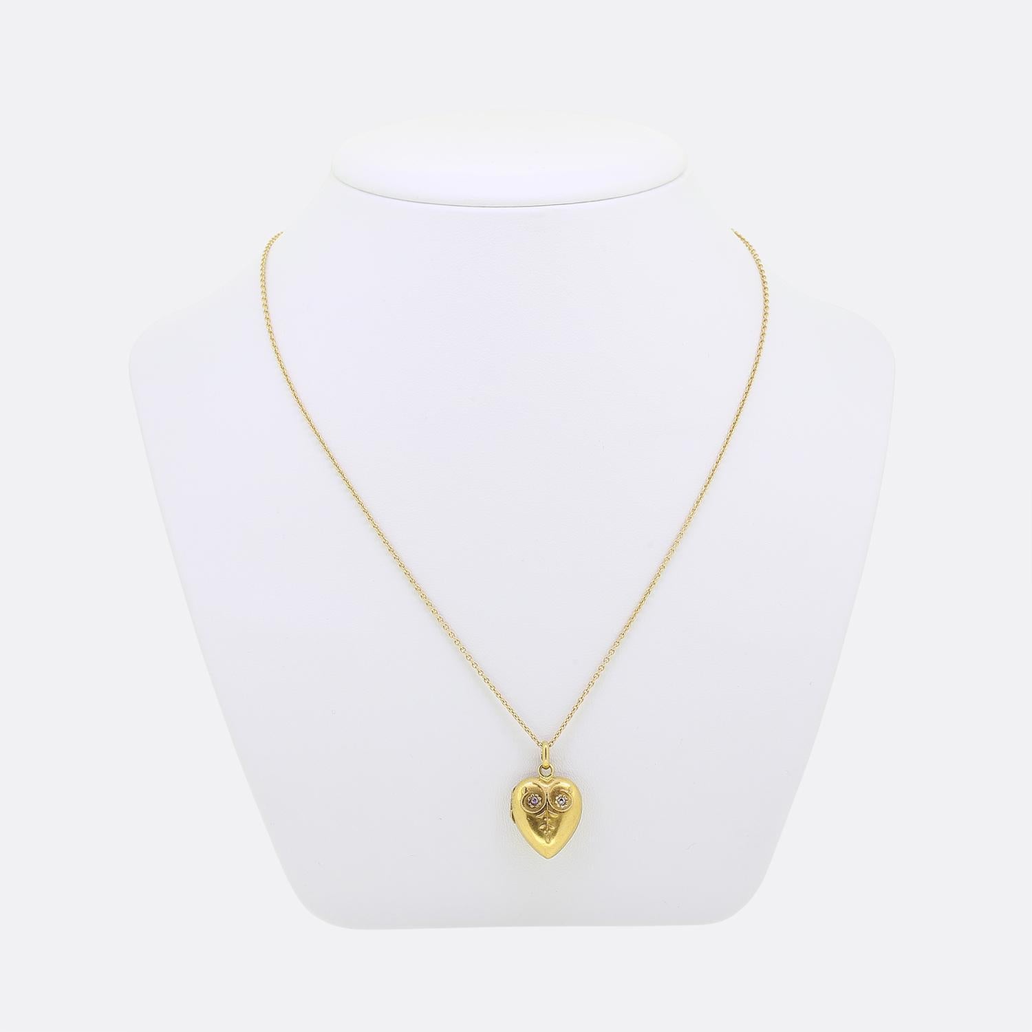 Rose Cut Victorian Diamond Heart Locket Necklace For Sale