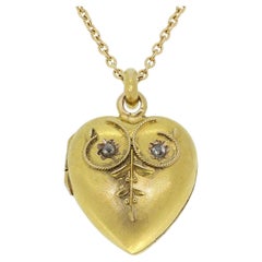 Antique Victorian Diamond Heart Locket Necklace
